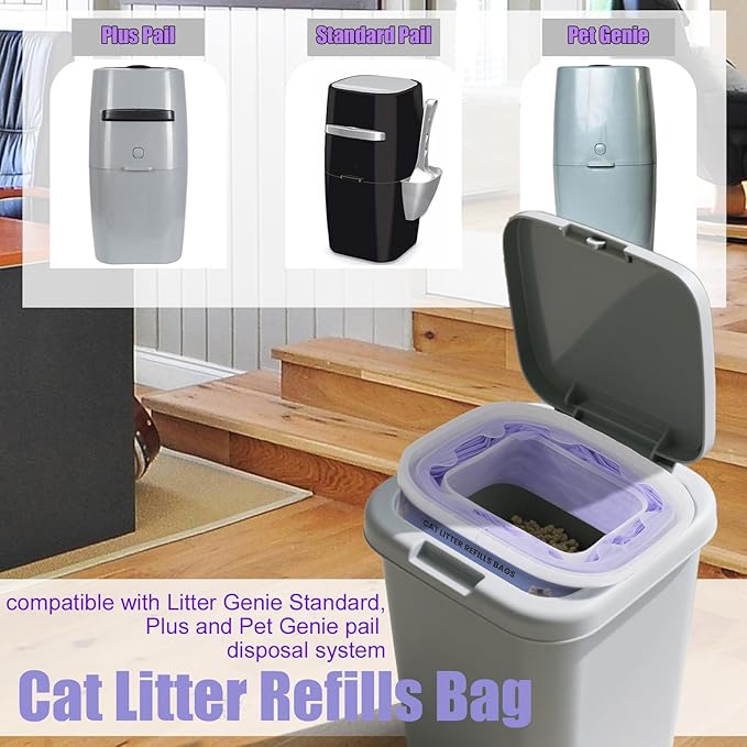 10 Pack Cat Litter Refill Bags Compatible with Your Litter Refill Cartridge,Enhanced Odor Control，Purple