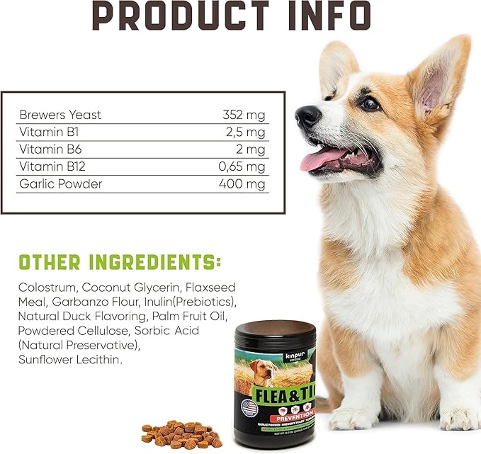 Flea & Tick Chewables for Dogs – Duck Flavored – 180 Soft Chews – Mess-Free Support – for All Breeds and Sizes