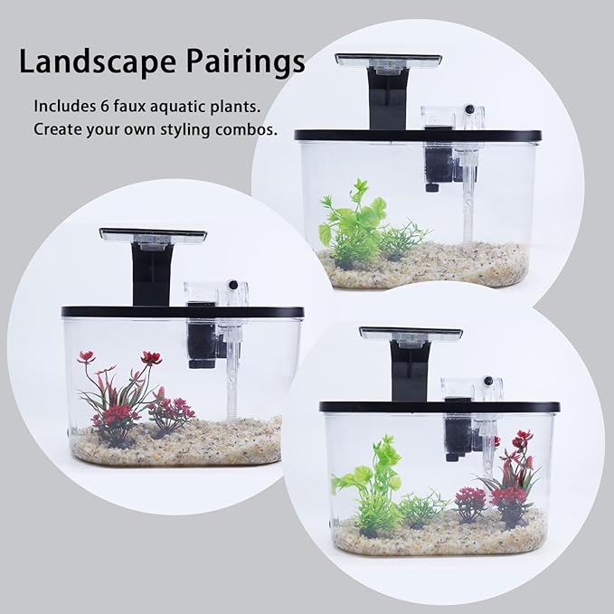 2 Gallon Aquarium Starter Kit with LED Light & Quiet Filter, Complete Small Fish Tank for Betta, Mini Desktop Acrylic Tank, Ideal for Shrimp Guppy Jellyfish Goldfish Beta, Office, Home, or Gift