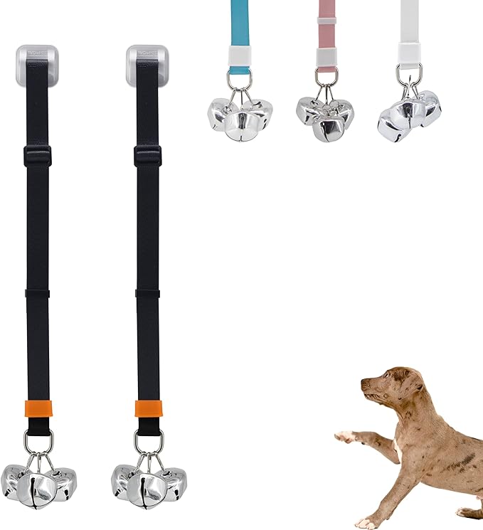SVD.PET (2-Pack Puppy Bell Doorbells, Dog Bells for Potty Training, Attach to doorknob or Anywhere Near The Door, Length and Height Adjustable (Black)