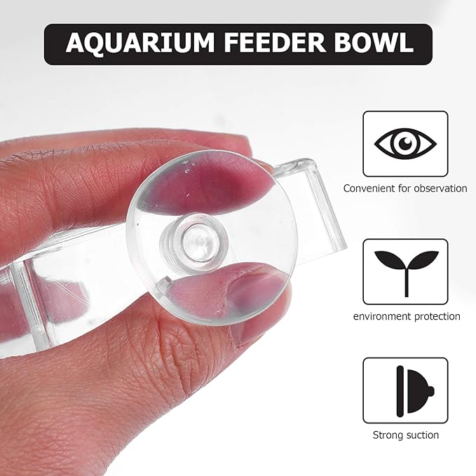 balacoo Aquarium Feeding Plate with Suction Cup Transparent Shrimp Feeder Bowl Adjustable Height Fish Tank Feeder for Freshwater Fish and Shrimp Easy to Clean 2.55 Inch Square