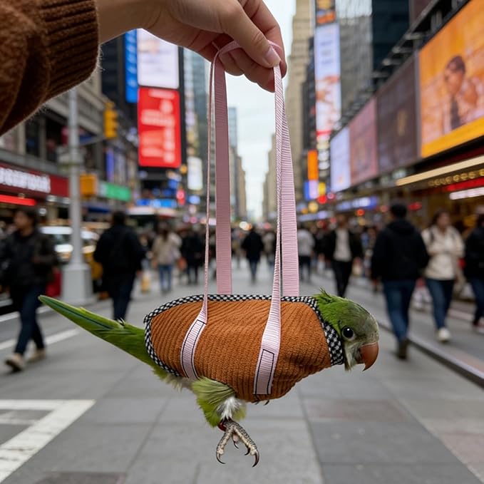 DRESSO Portable Bird Traval Carrier Bag, Escape Resistant Outdoor Harness Vest for Small Medium Parrots, Cockatiel, Budgie, Random Color(Small)