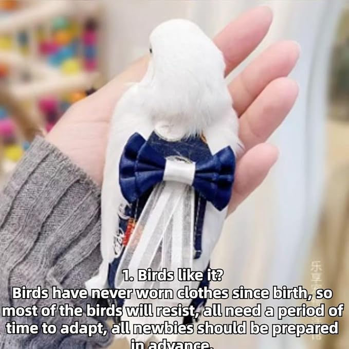 Bird Diaper Cockatiel Clothes Flight Suite, Reusable Parrot Nappy with Waterproof Inner Layer, Cute Pigeon Pants Urine Wet Suit Costume for Conure Macaw (Blue C,XL)