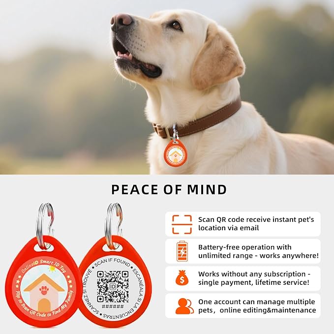4 Pack Personalized Cat Tags,QR Code Pet ID Tags with Online Profile systerm,Editable Any Names and Phone numbles,4*Black,S
