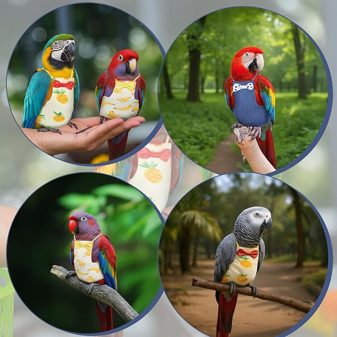 3Pcs Bird Diaper, Washable Bird Diaper, Reusable Flight Suit with Waterproof Inner for Pet Birds, Cute Diapers for Parrots Conure Cockatiel