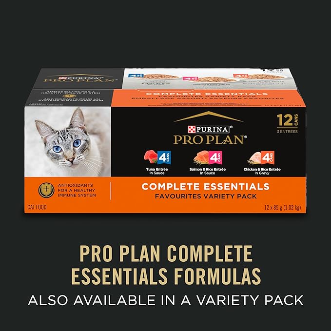 Purina Pro Plan Complete Essentials High Protein Cat Food Wet Gravy,Chicken and Rice Entree - 5.5 Oz. Pull-Top Cans,(Pack of 48)