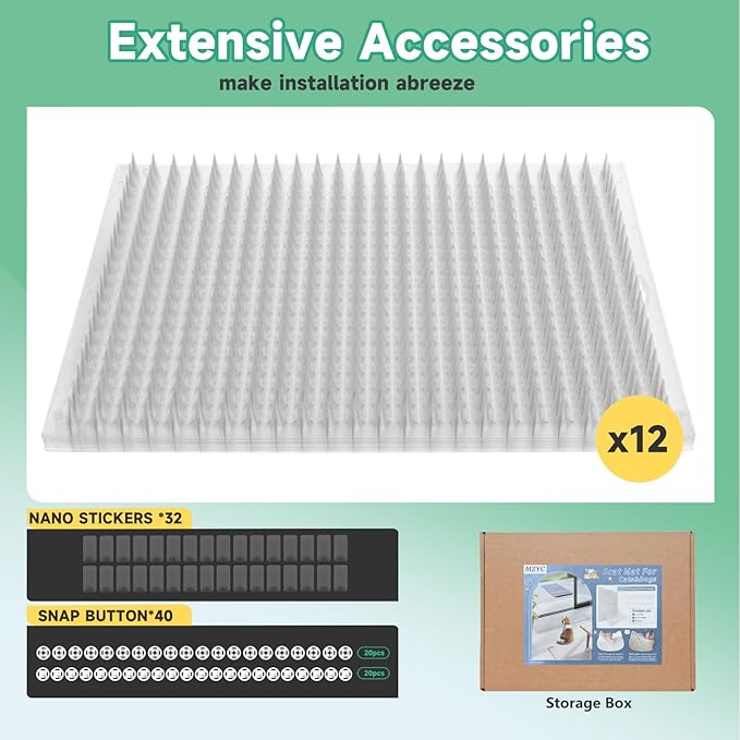 MYZC 12 Packs Scat Mat for Cats, Cat Repellent Mat with 13X16 inches, Cat Spike Mat is A Perfect Pet Training Mat Kit for Indoor & Outdoor to Deterrent Cats & Other Animals for All Seasons