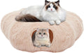 Cat Tunnels for Indoor Cats, Cute Donut Turnel Toys for Small Large Cats with Washable Circle Cushion，3-in-1 Foldable Playground & Cozy Cave Bed for, Kittens Puppy Rabbits