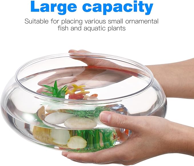 Clear Fish Bowl Vase Bubble Bowl Transparent Aquarium Tank, Betta and Goldfish Tank, Desktop Office Decor, 2800ml, Plastic, 9.52 x 9.52 x 3.93 Inch