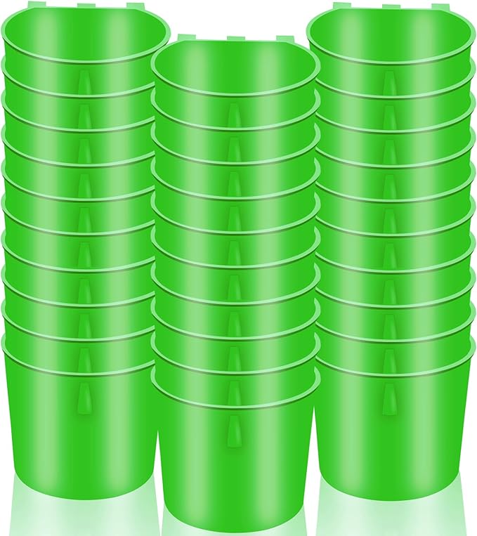 30 Pcs Chicken Coop Feeder Water Cup,8 oz Cage Cups Chicken Feeder Waterer, Cage Cups Birds Hanging Feeders, Chicken Feeder Water Bowl for Parakeet Poultry Pigeon Bunny Wire Cage(Green)
