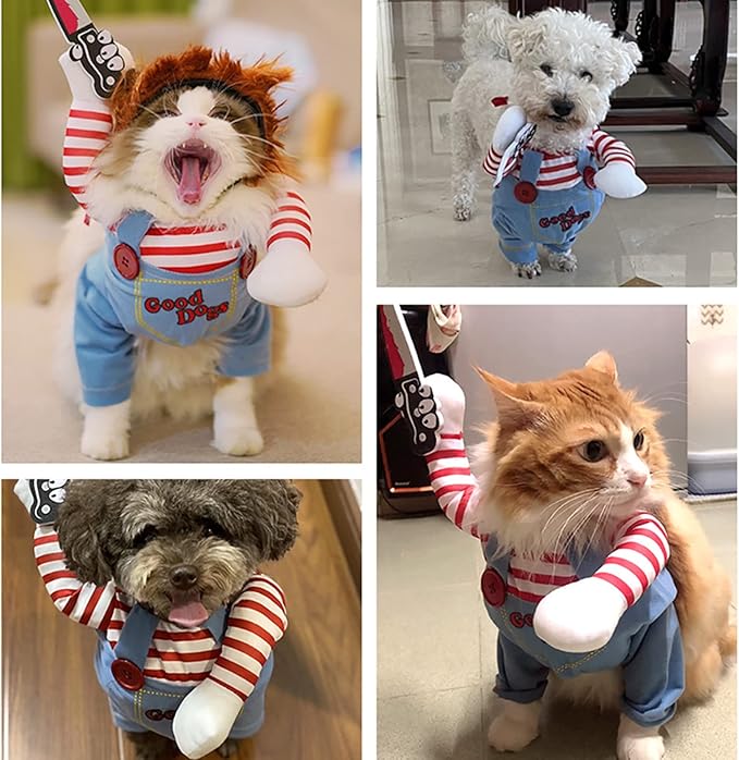 Pet Deadly Dog Costume, Cute Dog Cosplay Halloween Christmas Funny Pet Clothes Party Costume for Small Medium and Large Dogs (X-Large)