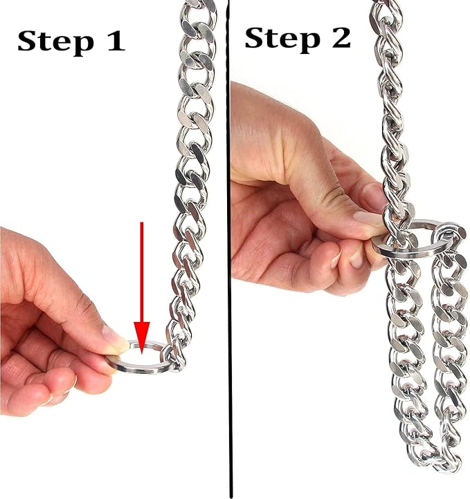 Chain Choke Collar for Dogs, Metal Slip Link Training Heavy Duty Dog Collar Martingale Puppy Collars for XXS XS Small Medium Large Big XL Breed Dogs (Silver, S(Neck Max 16inch) D2.5mm)
