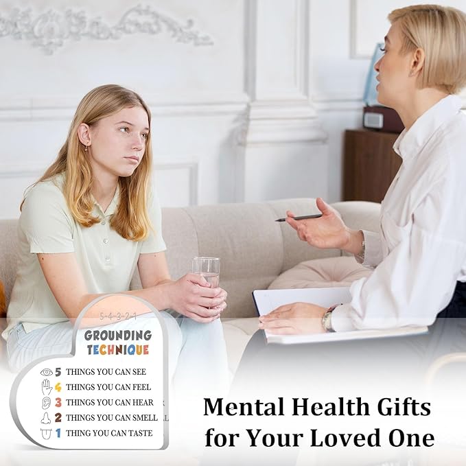 Grounding Technique Sign, Mental Health Gifts for Women, Therapist Office Desk Decor, Psychology Decorations for Corner Classroom Counseling Office, Psychology Gifts for Counselor