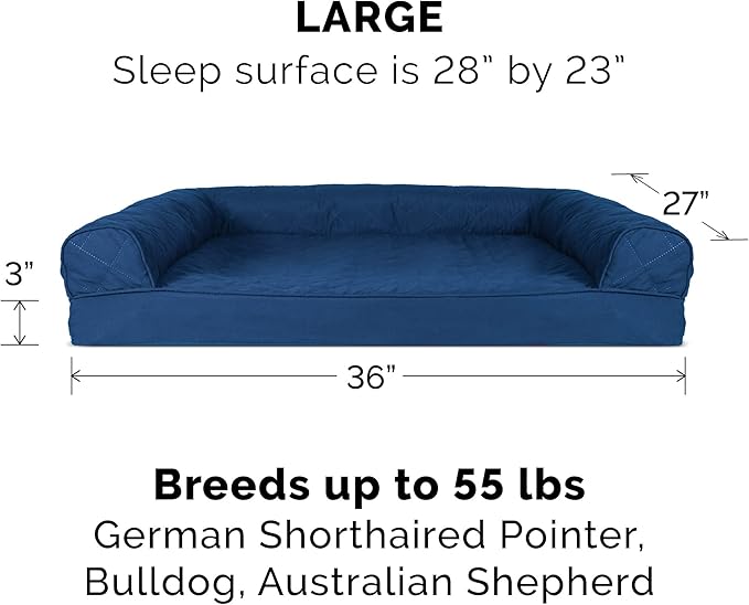 Furhaven Replacement Dog Bed Cover Quilted Sofa-Style, Machine Washable - Navy, Large