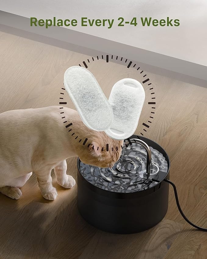GIOTOHUN Pet Water Fountain Filter: 24 Cat Water Fountain Filters - 12 Pieces Filters + 12 Pieces Sponges for Cat Fountain H1 (67oz/2L)