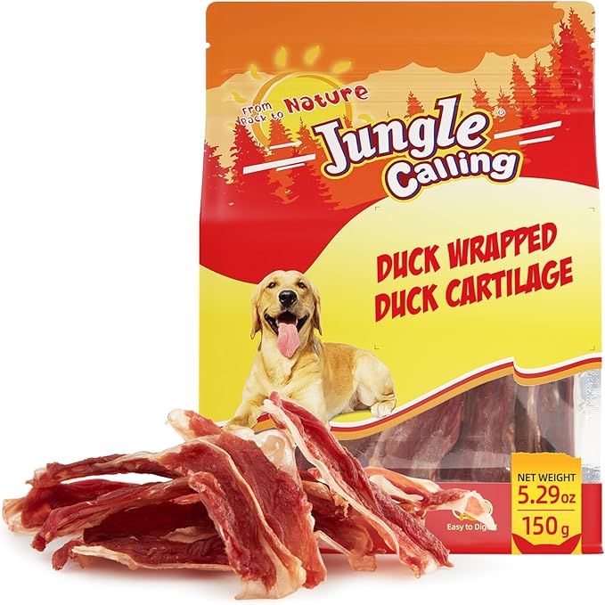 Jungle Calling Duck Wrapped Bones Dog Treats, Made with Real Meat & Cartilage, Rawhide Free Dogs Snacks,Healthy, Easily Digestible, and High Protein Chews Bone Treat, About 21 Count
