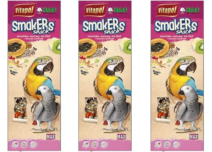 A&E Cage Co. 6 Pack of Smackers Parrot Maxi Treat Sticks, 12.75 Inches Each, Fruit Flavor3