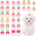 30 Pcs Cute Dog Bows with Rubber Bands, Small Size Dog Hair Accessories, Mix Style Handmade Ties for Yorkie, Maltese, Shih Tzu, Daily, Holiday (Pink)