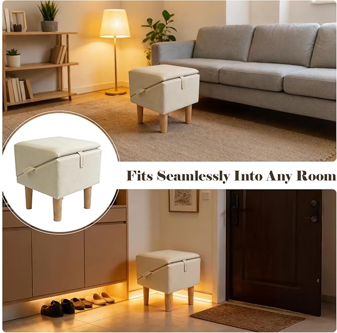 Split Ottoman Dog Ramp for Couch and Low Bed, 2-in-1 Foldable Dog Stairs for Small Dogs and Cats, Wooden Pet Ramp with Non-Slip Surface, Portable Step Stool Design, Off White
