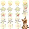 20pc Handmade Puppy Hair Bows Yellow, Cute Bowknot Top Knot with Elastic Bands for Yorkie Grooming