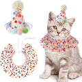 Cat Birthday Hat Outfit Bandana Scarf, Party Hat Dog Costumes Cute Lace Puppy Bib Scarf Party Decorations Set for Small Medium Cats & Doggy