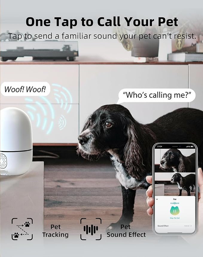 VIRTAVO XD1 Indoor Pet & Baby Camera, No Subscription Required, Dual-Lens 360° PTZ, Motion Tracking, 2-Way Audio, Night Vision, Cloud/SD Storage, Phone App, WiFi, 2-Pack with 2-Year Warranty