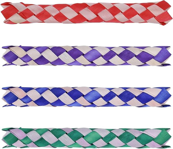 24 Pieces Chinese Finger Trap Pet Bird Chew Toy Classic Bamboo Finger Trap Birds Foraging Toy Adult Birthday Party Favors Goodie Bag Stuffers