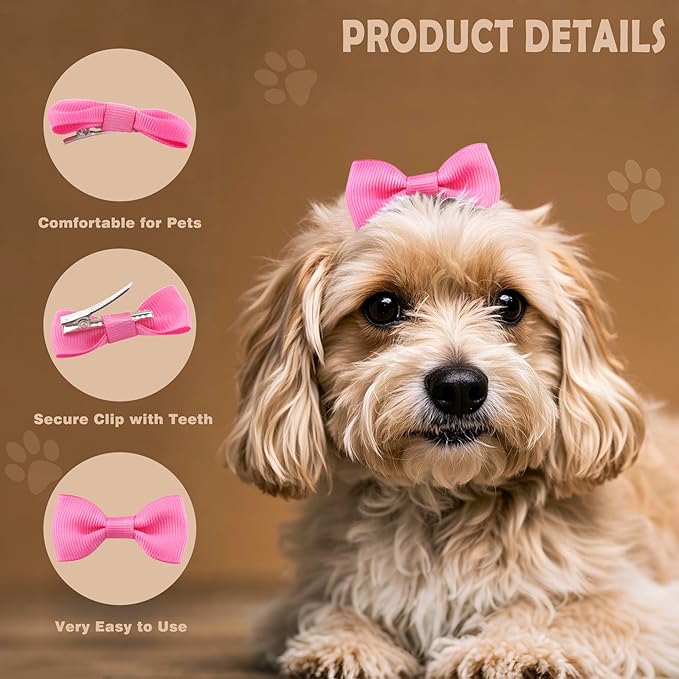 Dog Hair Bows 2 inches Small Puppy Bowknot Clips for Pet Grooming Accessories Doggy 60Pcs (30 Pairs)