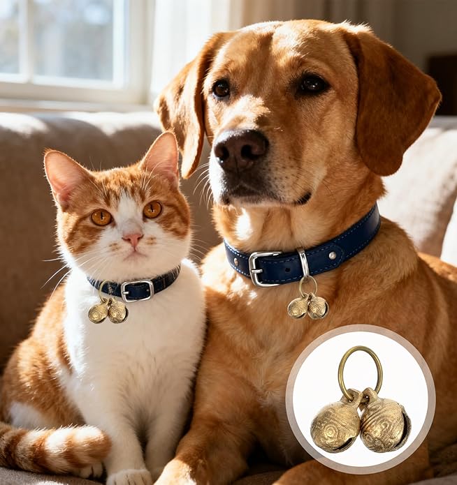 4Pcs Bell for Cat Dog Collar, Extra Loud Jingle Pet Bell for Cat Dog Bells to Go Outside Tracking Perfect for Safety & Identification, Copper 1.5 Inch