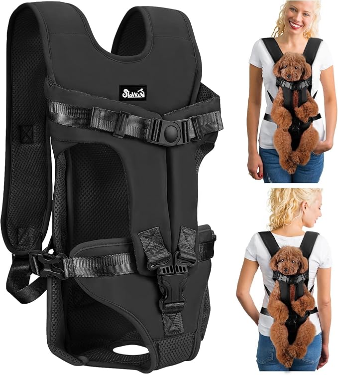 Lukovee Dog Backpack Carrier, Legs Out Easy-fit Dog Front Carrier for Small Medium Dogs, Adjustable Hands Free Dog Chest Carrier for Hiking Cycling (B,Small)