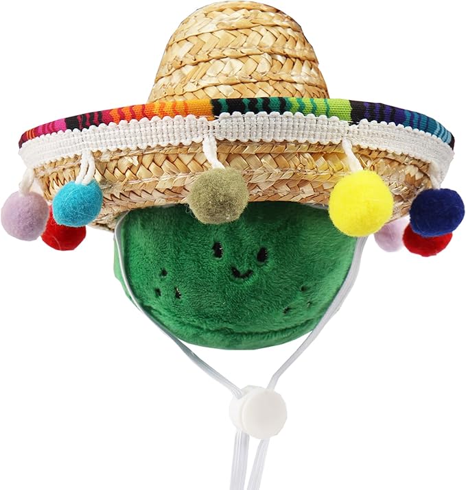 Sombrero Cat Hat for Cats Mexican Fiesta, Mini Sombrero Hat for Cat Cinco de Mayo Party Supplies Funny Sombrero Mexican Style Hats Headwear for Small Puppy Cats Costume Cute Sombrero