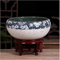 Aquarium Ceramic Goldfish Bowl Fish Tank Living Room Home Desktop Fish Culture Cylinder Feng Shui Lucky Fish Bowl Fish Tank Decorations (Color : B, Size : 41CM)