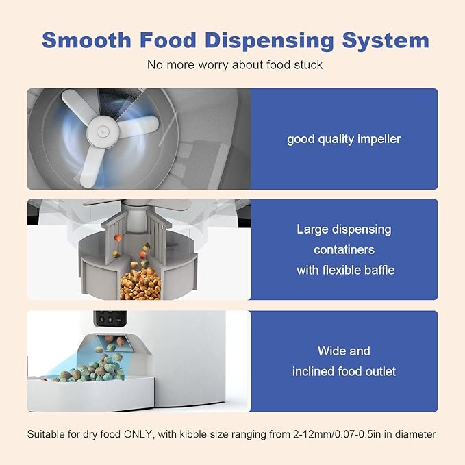 Automatic Cat Feeder, 4L Cat Food Dispenser with 10s Voice Recorder, Pet Feeder up to 8 Meals per Day, Timed Dog Feeder with Dry Food Sealed Ring