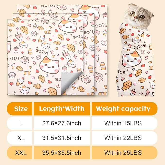 35.5 in Extra Large Cat Wrap for Cutting Nails, Self-Adhesive Cat Grooming Wrap Orange Anti-Escape Cat Restraint for Nail Clipping Cat Swaddle Wrap Cat Wrapping Cloth for Pet Cleaning and Beauty