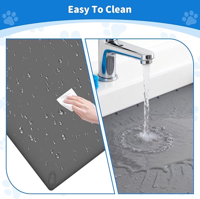 ALOOF Large Silicone Dog Pee Pad Holder 25x36 in, Puppy Potty Training Tray with Magnetic Snaps & Raised Edges, Non-Slip Floor Protector, Gray