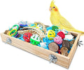 BNOSDM Bird Foraging Toys Box Colorful Parrot Foraging and Shredding Toy Boxes Natural Bird Toy Wooden Birds Chewing Toys for Parakeet, Conure, Cockatiel, Budgies, Lovebirds (Large)