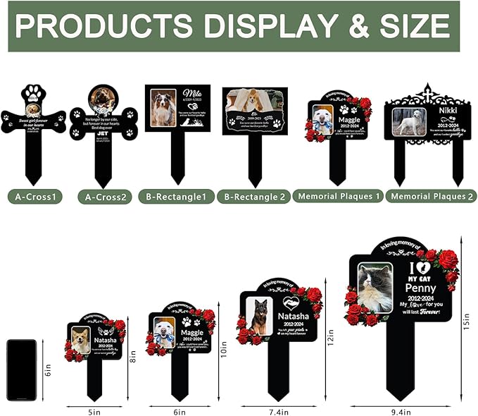 Personalized Dog Grave Markers Outdoor - Custom Pet Headstones for Dogs with Photo, Weatherproof Acrylic Memorial Plaque Stake, Sympathy Gifts for Loss of Dog, Garden Stone Alternative