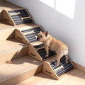 2-Pack Wooden Dog Ramp for Stairs - with Carpet Surfac with Anti-Slip Bone Strips. Small Dogs-Natural Pine Wood Pet Step Ramp&Assist for Senior, Injured Pets, Porch Steps Indoor Use