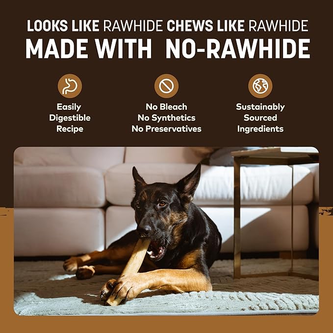 Earth Animal No Hide Chews - Long Lasting Rawhide Free Large Dog Chews Rolls, Venison - 3 Count Value Pack