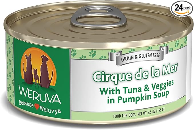 Weruva Classic Dog Food, Cirque de la Mer with Tuna & Veggies in Gravy, 5.5oz Can (Pack of 24)