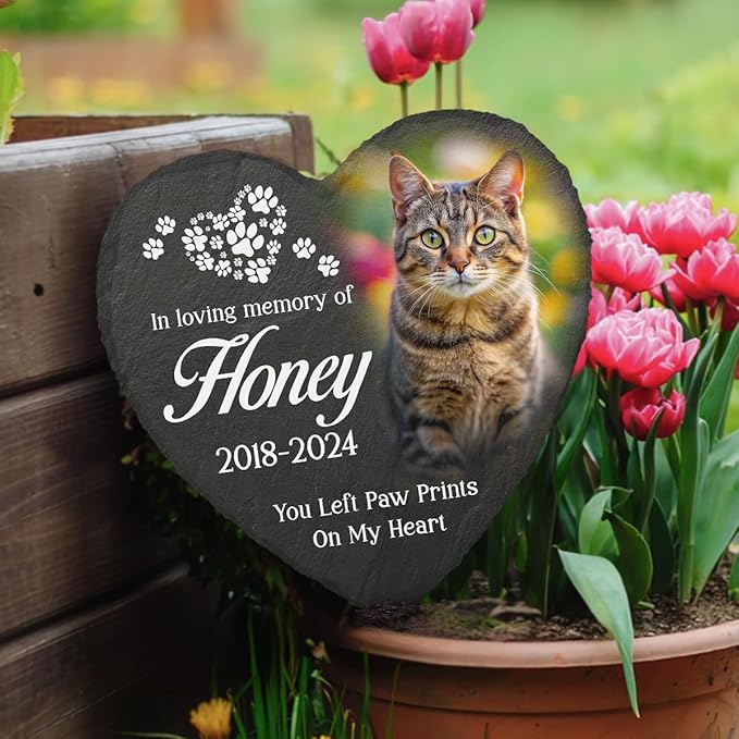 Pawfect House Pet Sympathy Gift, in Loving Memory Gifts for Loss of Cat, Pet Memorial Stones, Cat Memorial Gifts, Custom Grave Stones for Garden Decor