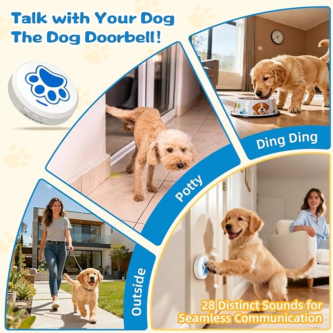 ChunHee Dog Training Bells for Door to Go Outside – Puppy Potty Training Bell, Chew-Resistant Design, 36 Ringtones, 0-115dB Adjustable Volume, Easy Way to Train Dogs to Signal Outside