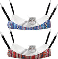 Jetec 2 Pack Cat Hammock for Cage, Catio Accessories Reversible Soft Cats Bed with Adjustable Straps and Hooks Double-Sided Linen and Fleece Hanging Hammock for Cats, Kitten(Ethnic Pattern,L)