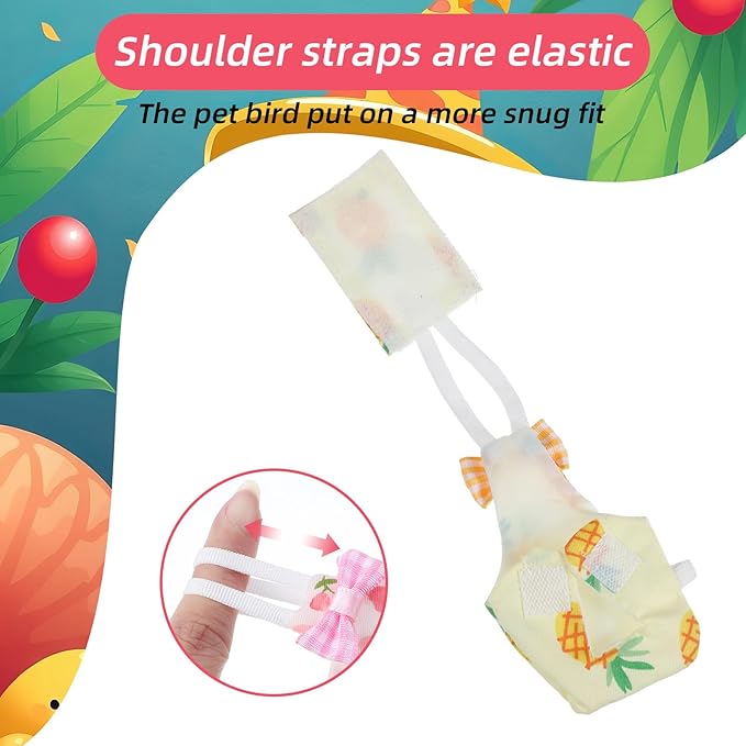 7 Pcs Bird Diaper, Cute Parrot Diaper with Waterproof Inner, Reusable Chicken Pants Bird Flight Suit for Parakeet, Cockatie,l Mini Macaw, Canary, Pet Chicken & Duck