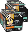 Sheba Perfect Portions Wet Cat Food Cuts in Gravy, Cat Food Wet Recipe, with Sustainable Tuna, Roasted Chicken Entree, 2.6 oz. Twin-Pack Trays (6 Count, 12 Servings) (Pack of 2)
