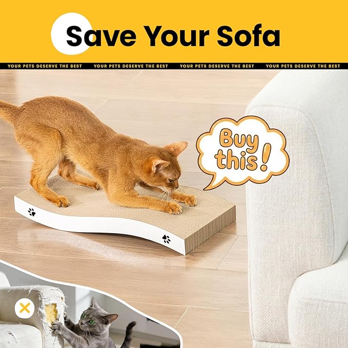 Cat Scratcher, Durable Scratch Pad, Corrugated Cardboard Scratching Board for Indoor Cats, Heavy Duty, Double-Sided Usability, Recyclable, with Catnip, Large, 2 Packs