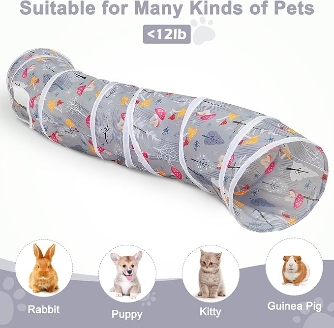 Glittme Cat Tunnel, Cat Tunnels for Indoor Cats, S-Shape Peekaboo Cat Cave with Cat Toys, Foldable Cat Tubes and Tunnels for Cats, Rabbit, Puppy, Guinea Pig