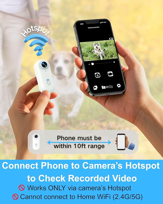 Dog & Cat Camera Collar with Phone APP, 1080P HD Video Recording, XS/M-Size Pet POV Cam for Dogs & Big Cats, Cordless Pet Collar Cameras with APP Viewing (M-Collar)