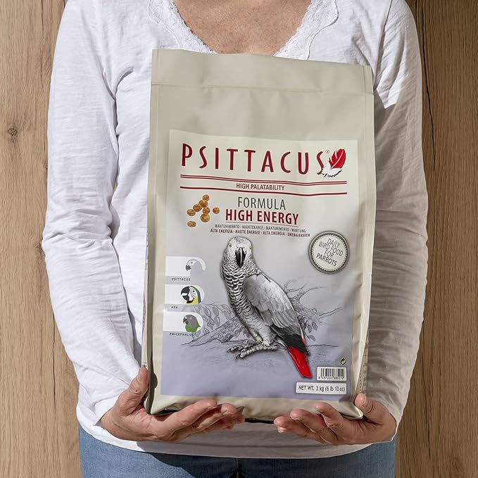 Psittacus High Energy 6.6 lb | Complete Pellet Diet for African Greys, Macaws and Other African Parrots | Premium Food for Birds, 100% no-GMO