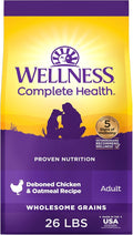 Wellness Complete Health Adult Dry Dog Food, Wholesome Grain Kibble, Natural, Chicken and Oatmeal Recipe, 26 lb Bag